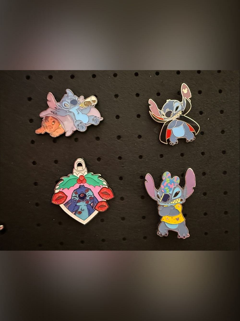 Stitch Enamel Character Pin Set - Blue & Purple